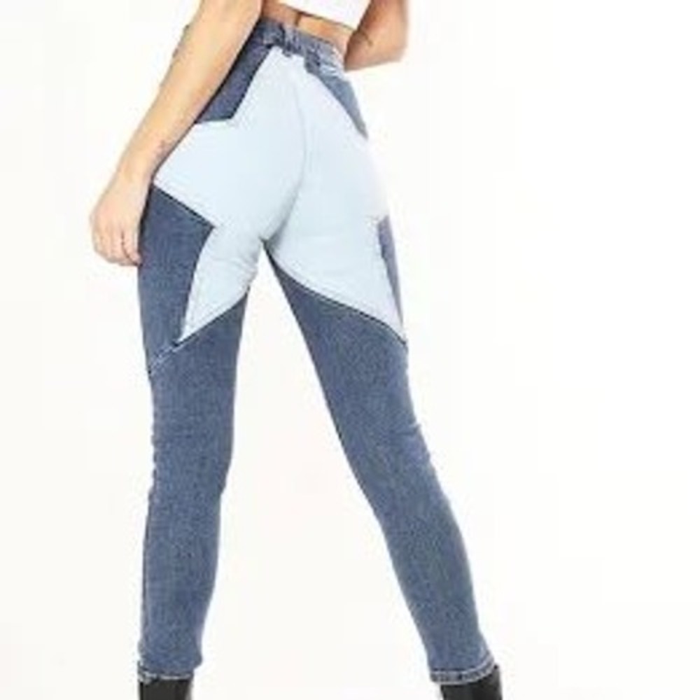 Revice Stargazer Women 28 Blue Jeans Starman High‎ Rise Skinny Star Patch Nee